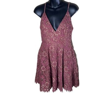 NBD Jonas lace mini dress in dark wisteria small fairy coquette feminine